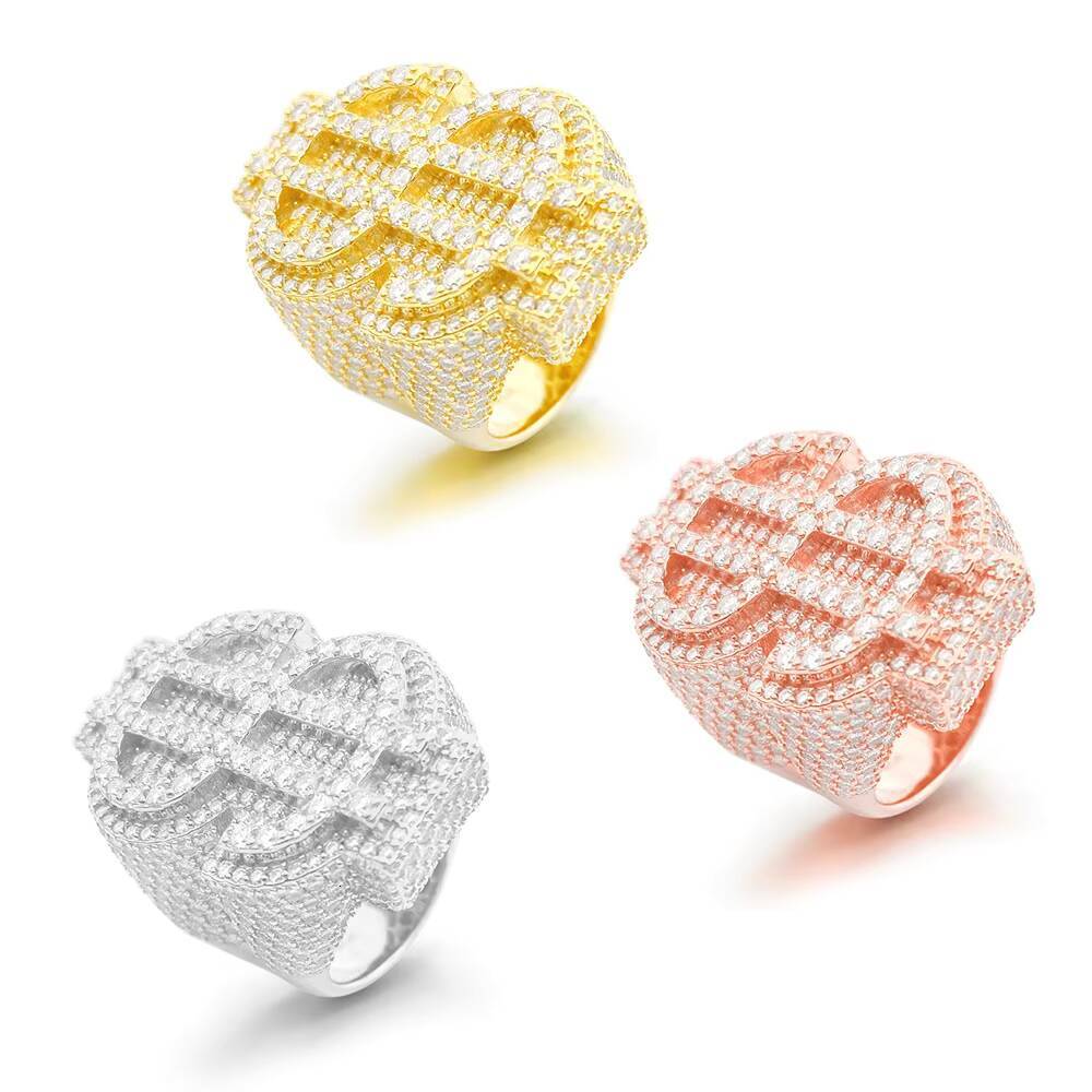 Eternity 18K Gold 925 Silver Mens Moissanite Hip Hop Ring Moissanite Diamond Engagement Wedding Band Moissanite Ring Men