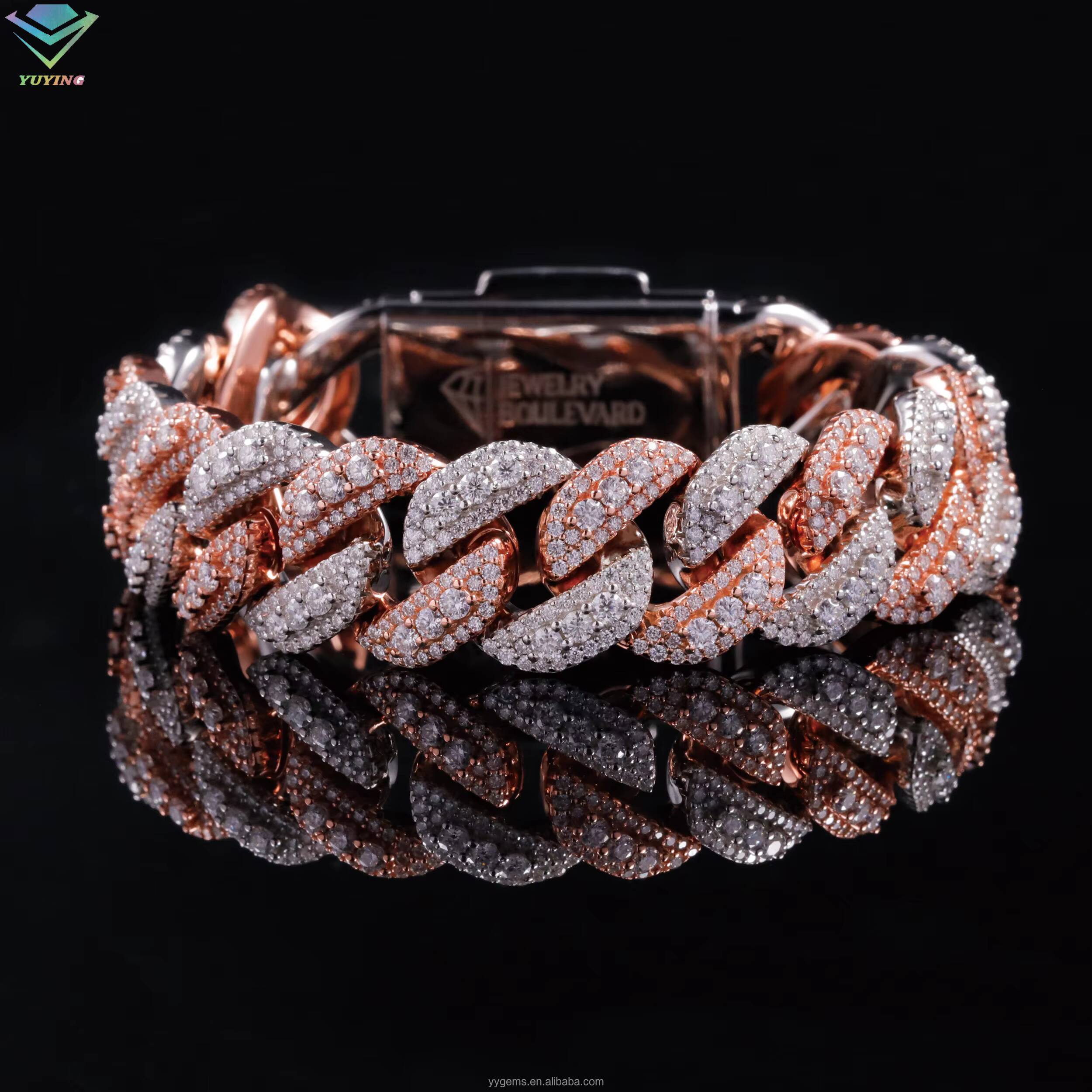 Hip Hop Chain 18mm Iced Out VVS Moissanite Diamond Necklace 925 Solid Silver Cuban Link Chain for Men