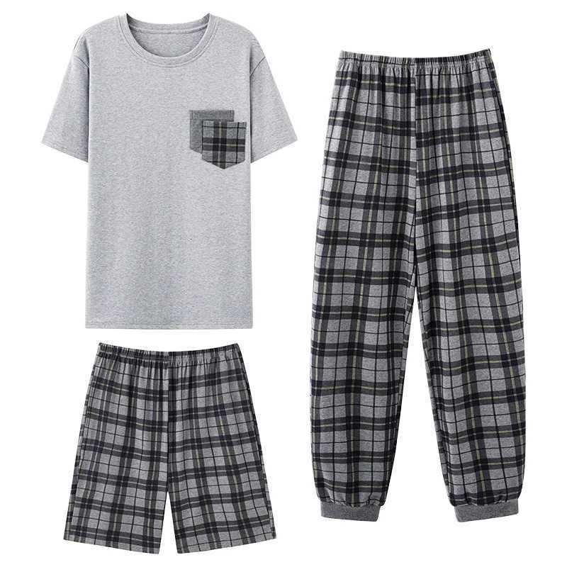 3pc/set Men Cotton Pajamas Sets Summer Casual Tracksuit Pajamas for Men Big Yards L-XXXXL Mens Pajamas W250717
