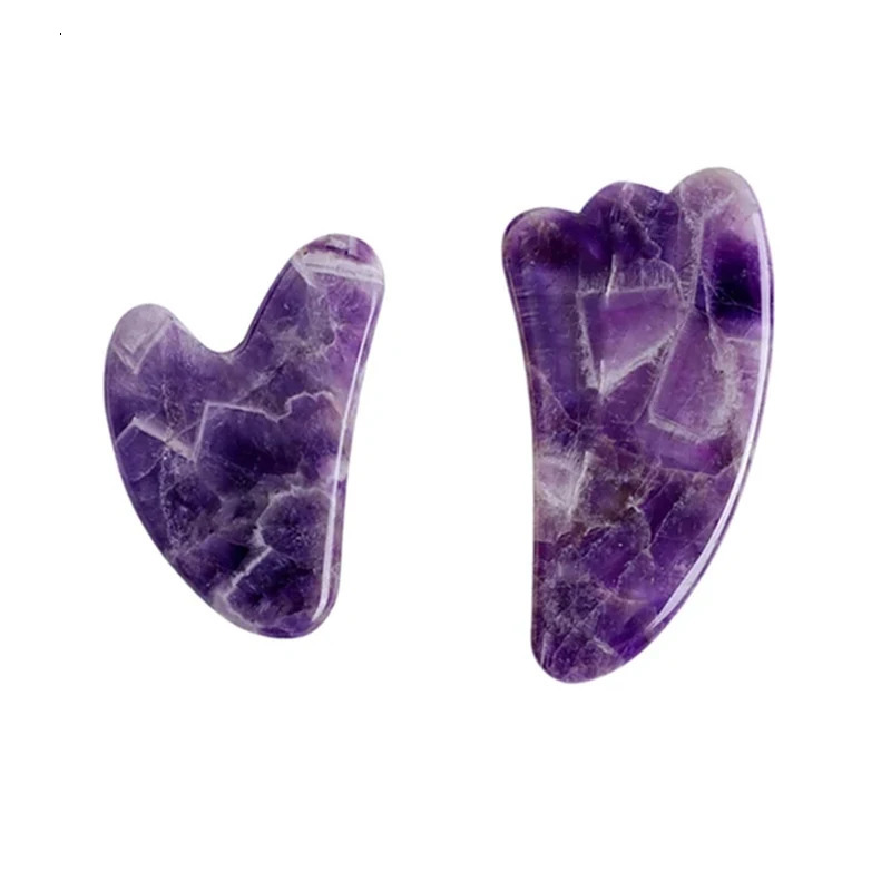 Natural Stone Amethyst Jade Roller Gua Sha Massager For - Acupuncture Beauty Skin Care Gouache Scraper Set 250716