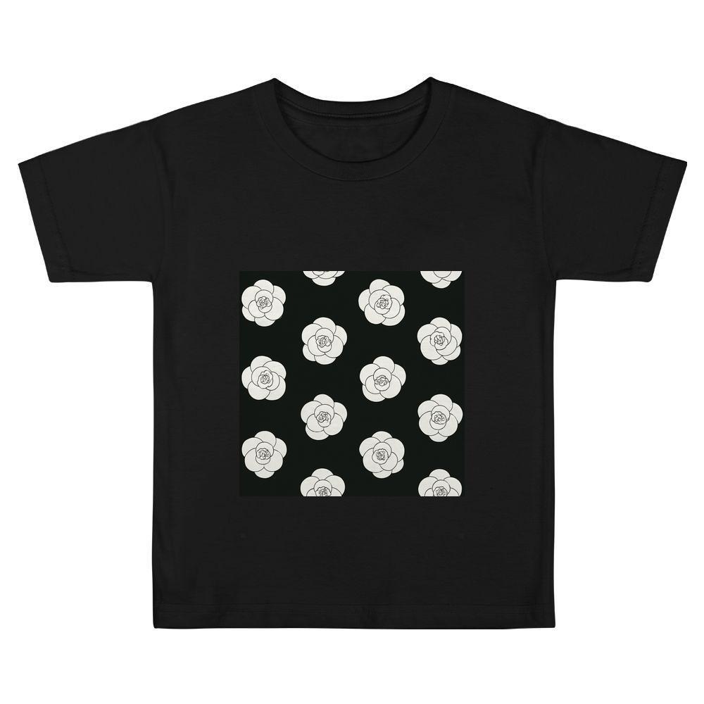 ddmywed Boy and girl Children's T-shirt a T-shirt with white roses on the front and background