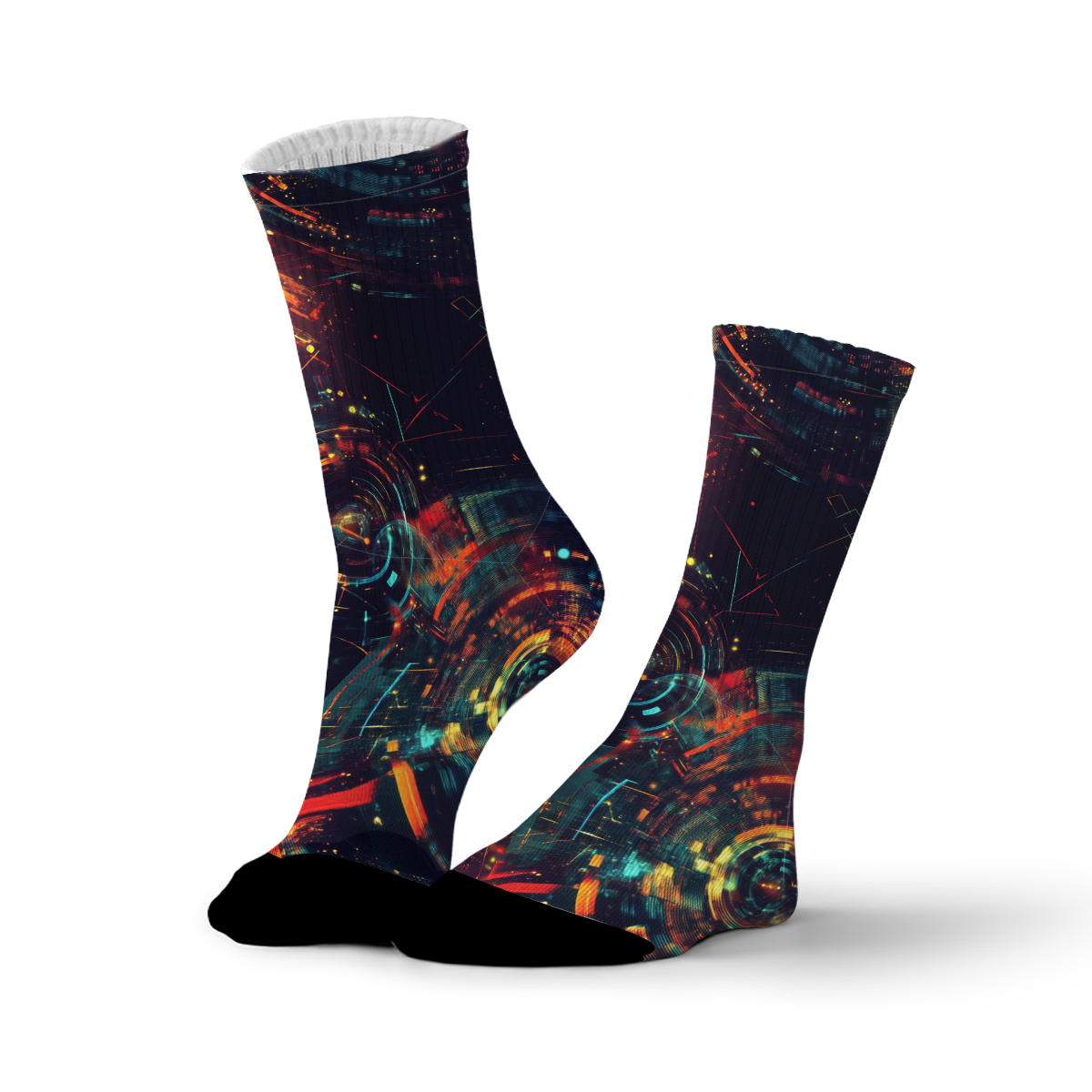 Cyberpunk Tech fashion tube Socks: Trendy Futuristic Vibes