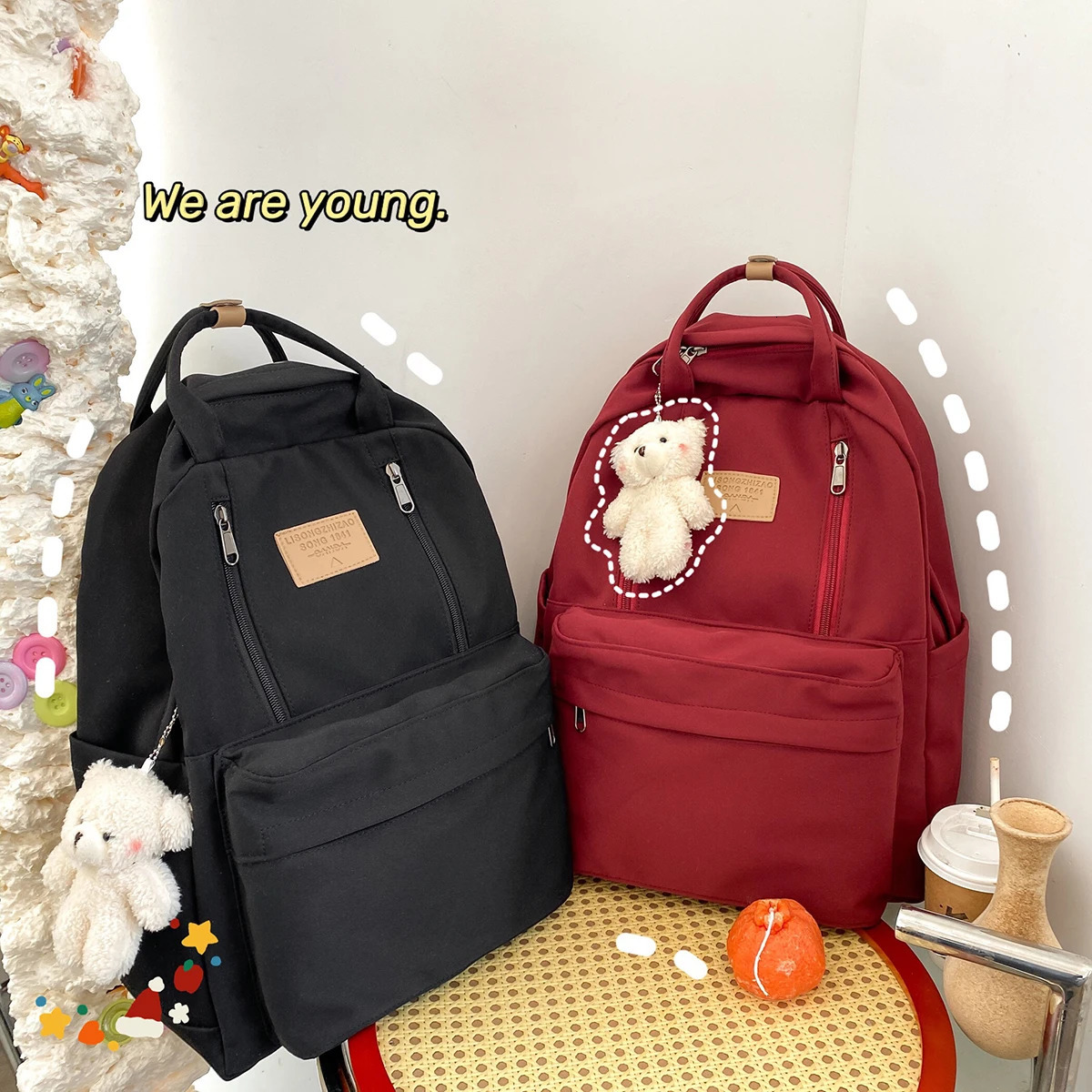Diehe Solid Color Women Backpack High Quality Youth Waterproof Backpack for Teenage Female School Shoulder Bagpack 250714