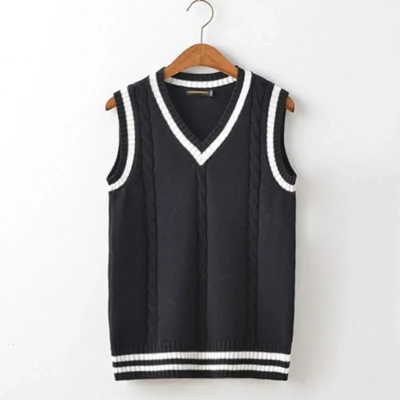 Striped White Knitted Sweaters for Men Blue Sleeveless Man Clothes V Neck Vest Red Waistcoat Jumpers Sweat-shirt Cigaret Cotton 250716