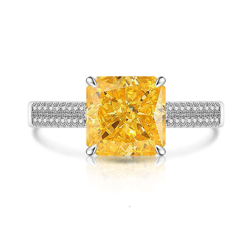 Sparkling Gemstone Ice Flower Cut Inlaid High Carbon Diamond Fashion Classic Ring Live Streaming b9b