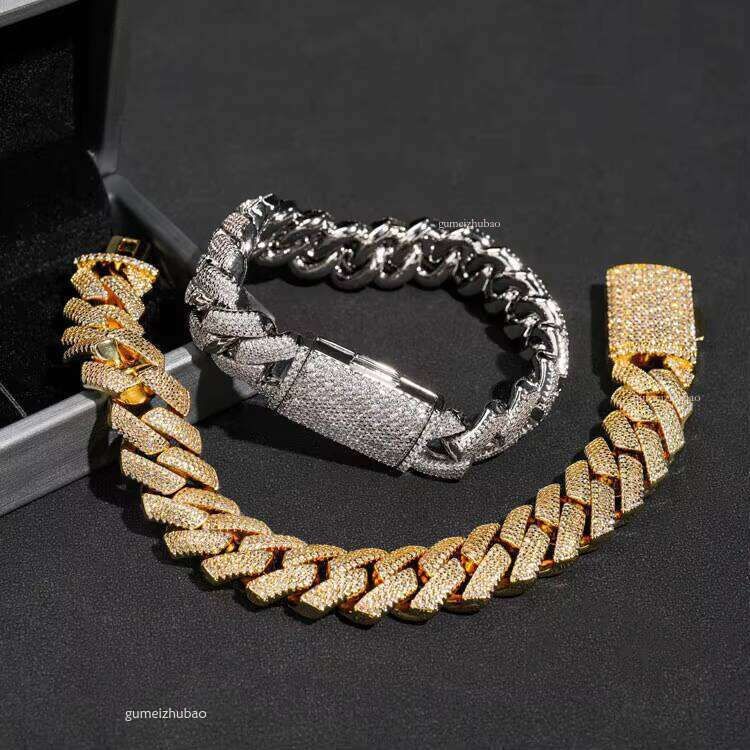 Cuban chain designer necklace bracelet by testing 15mm 20mm gold Moissanite Dia Cuban chain necklace for men and women Free of charge delivery