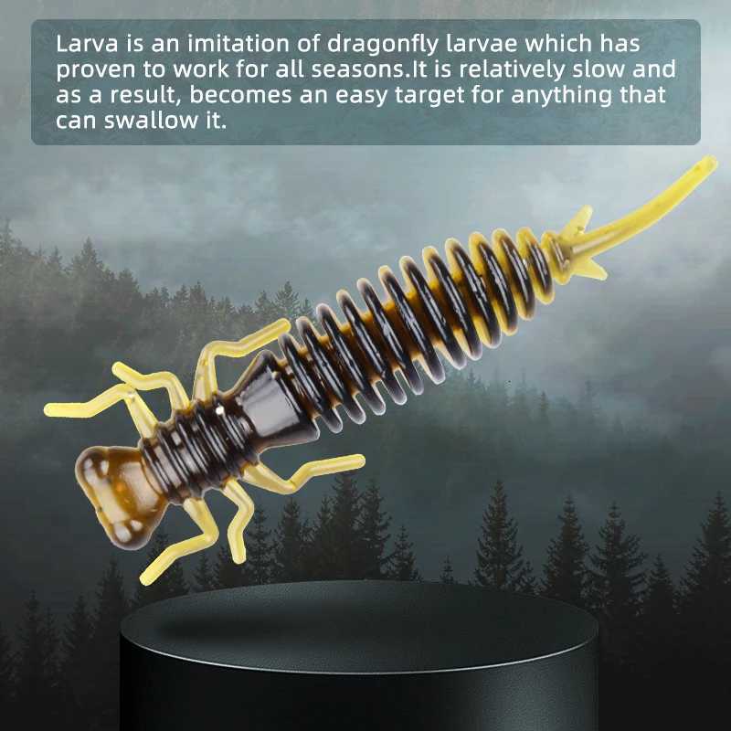 MEREDITH Larva Soft Lures 50mm 62mm 85mm Artificial Lures Fishing Worm Silicone Bass Pike Minnow Swimbait Jigging Plastic Baits Z250717