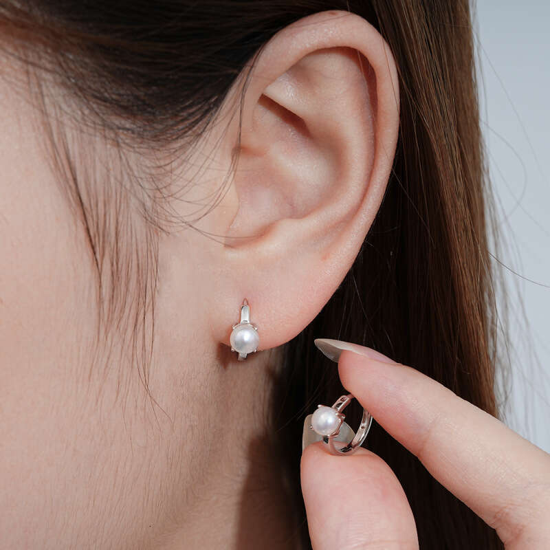 Simple Natural Freshwater Pearl Earrings Versatile Niche S Sier Fashion Commuter Ear Accessories 03E