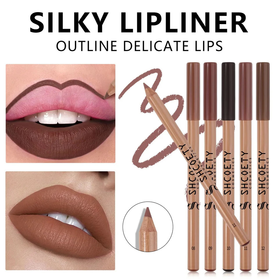 12 Pieces Nude Lip Liner Set Natural Lip Kit Smooth Matte Lipstick Pencils Long-lasting Lip Makeup for Women 250716