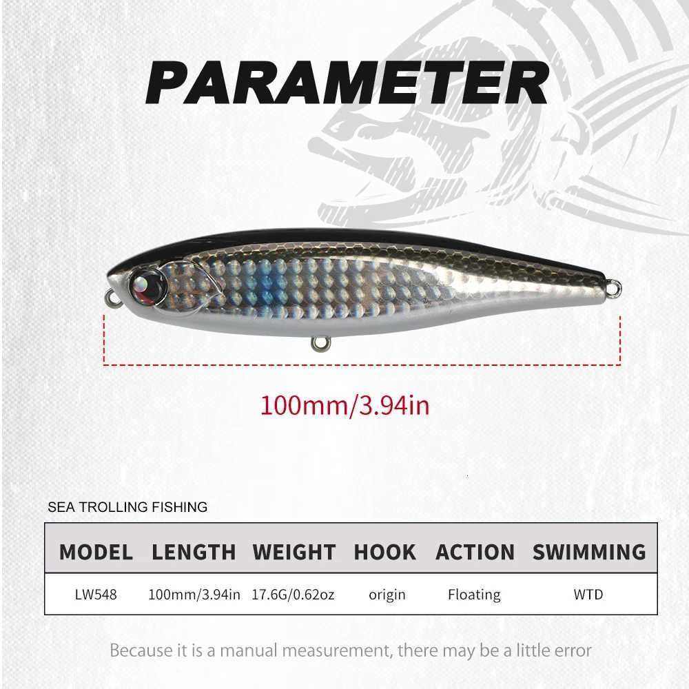 Hunthouse Floating Pencil Fishing Lure Topwater Hard Bait 100mm 17.6g Surface WTD Wobblers Trolling For Bass Saltwater Tackle Z250717
