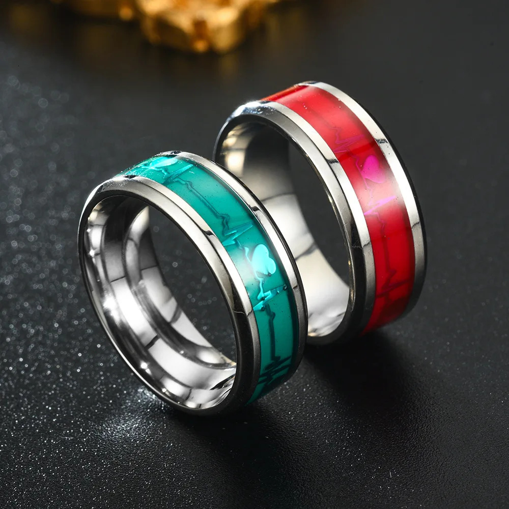 Love Heart Luminous Stainless Steel Rings For Couples Glow In Dark Fluorescent Finger Jewelry Gift Anillo 250704