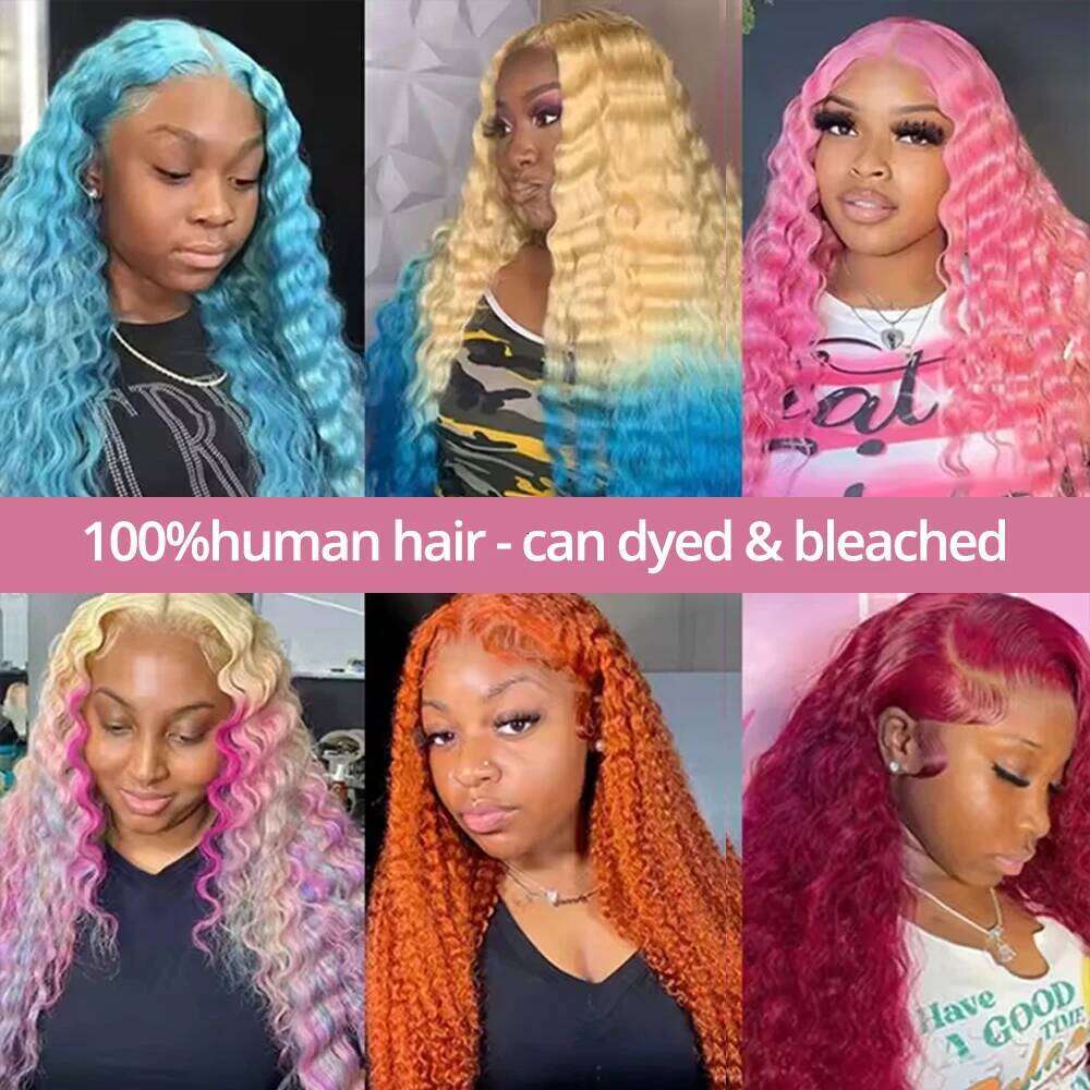 Deep 13x6 HD Frontal Human Hair Wig 30 40 Inch Curly 613 Honey Blonde Water Wave 13x4 Lace Front Wigs For Women 250%