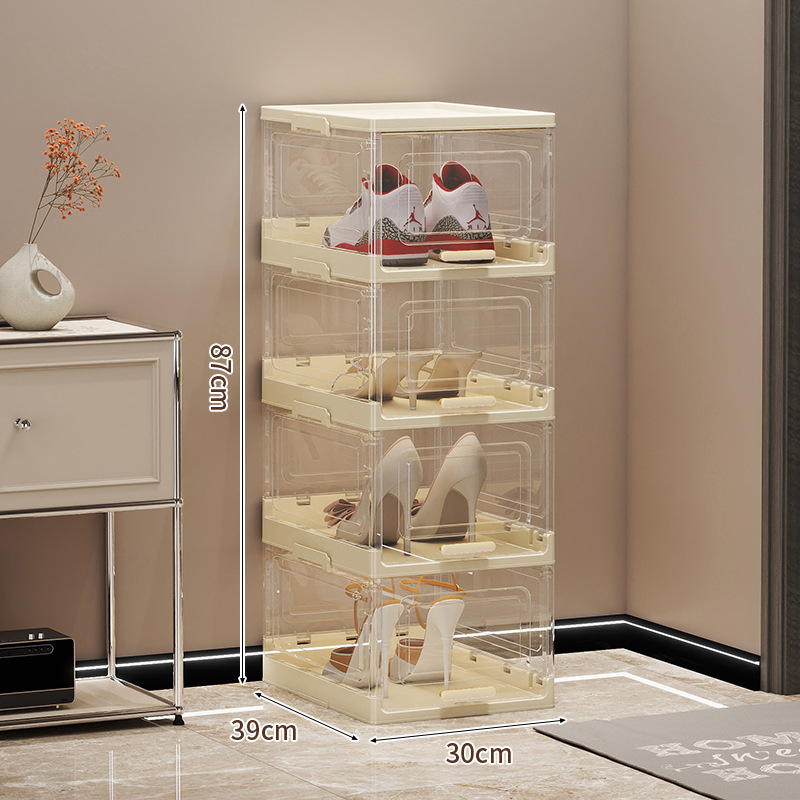 New Foldable Integrated Installation-Free Cabinet Storage Plastic Transparent Multi-Layer Dust-Proof Shoe Box