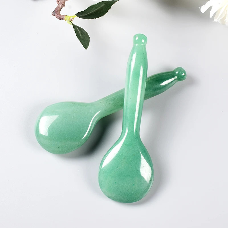 Jade Massage Wand Spoon Gua Sha Tool Acupoint Pen Health Care Natural Aventurine Stone Healing Massager Meridian Face Skin Care 250716