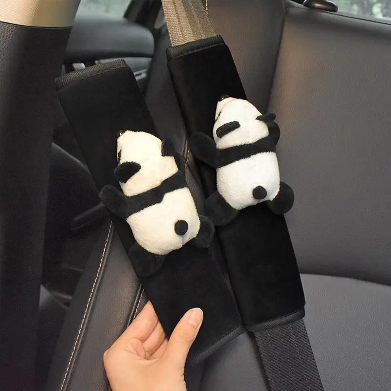 Automobile Safety Belt Decoration Cartoon Panda Safety Belt Shoulder Pad Plush Protector Pad for Kids Car Decorations 250715