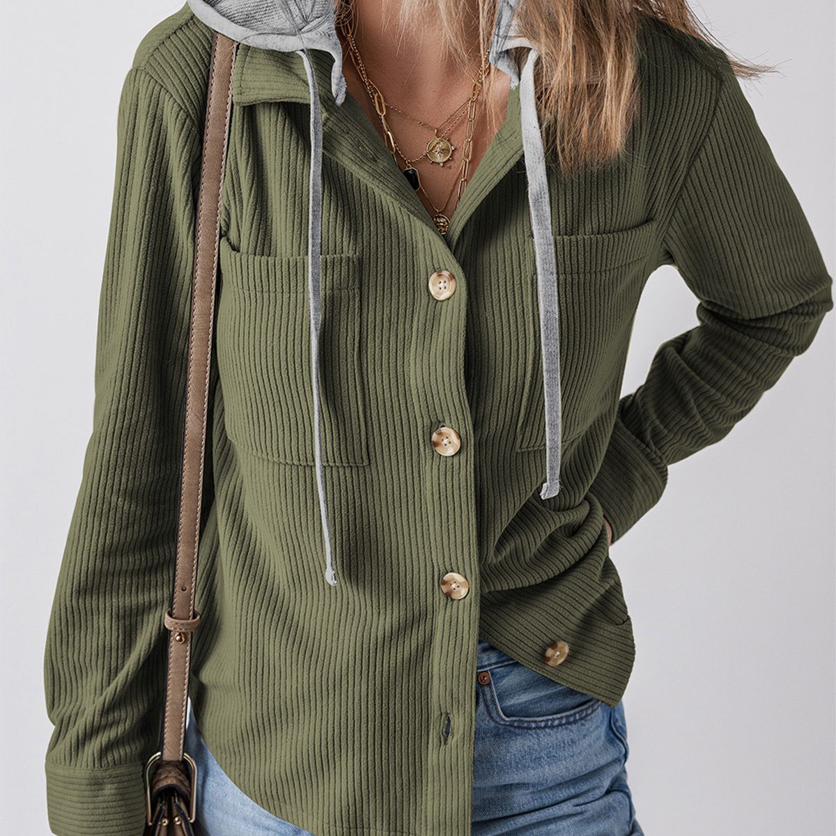 new Free shipping designer coat for women Collar buckle cardigan purse fashionable hooded drawstring striped jacket