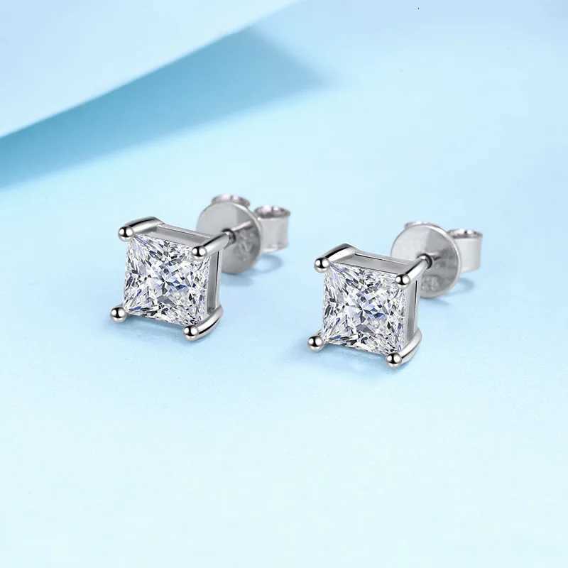 Genuine 925 Sterling Silver High-Quality Fashion Jewelry Square Crystal Stud Earrings For Women New XY0284 y250715