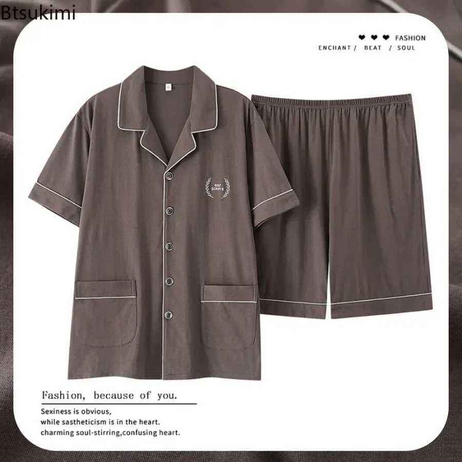 2025 New Mens Summer Casual Sleepwear Pajama Sets Cotton Short Sleeved Night Clothing Pajamas Suit Male Loose Home-wear Sets W250717