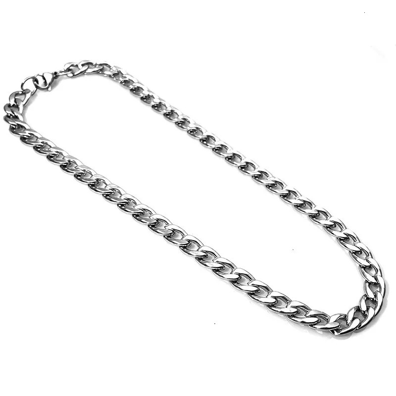 1pcs Basic Punk Stainless Steel 10mm Width Curb Cuban Necklace For Men Women Silver Color Link Chain Chokers Solid Metal Jewelry 250717