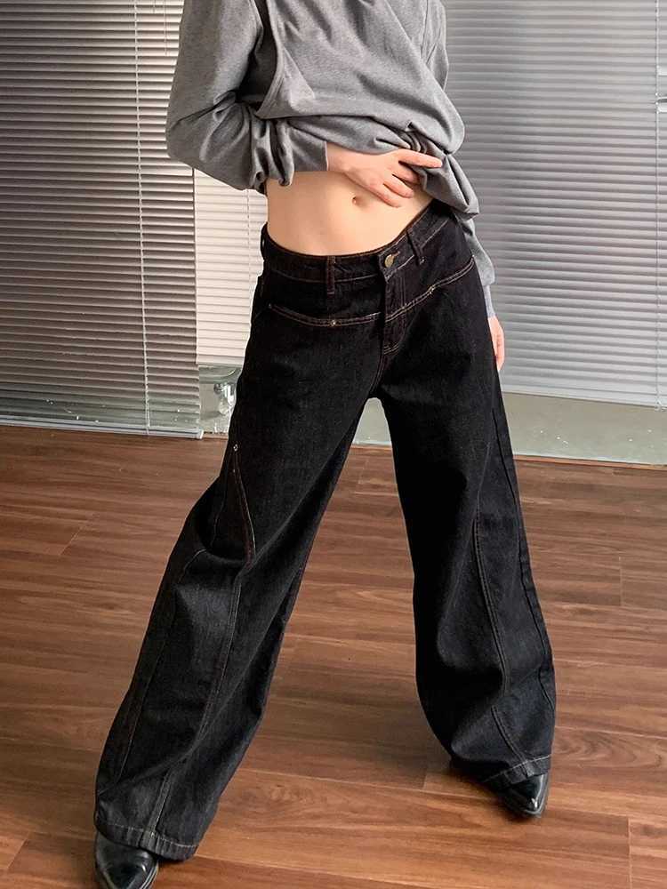 Korean Fashion Wide Leg Denim Jeans Women High Waist Loose Baggy Pants Streetwear Y2K Straight Trousers Vintage Female Pants R250716