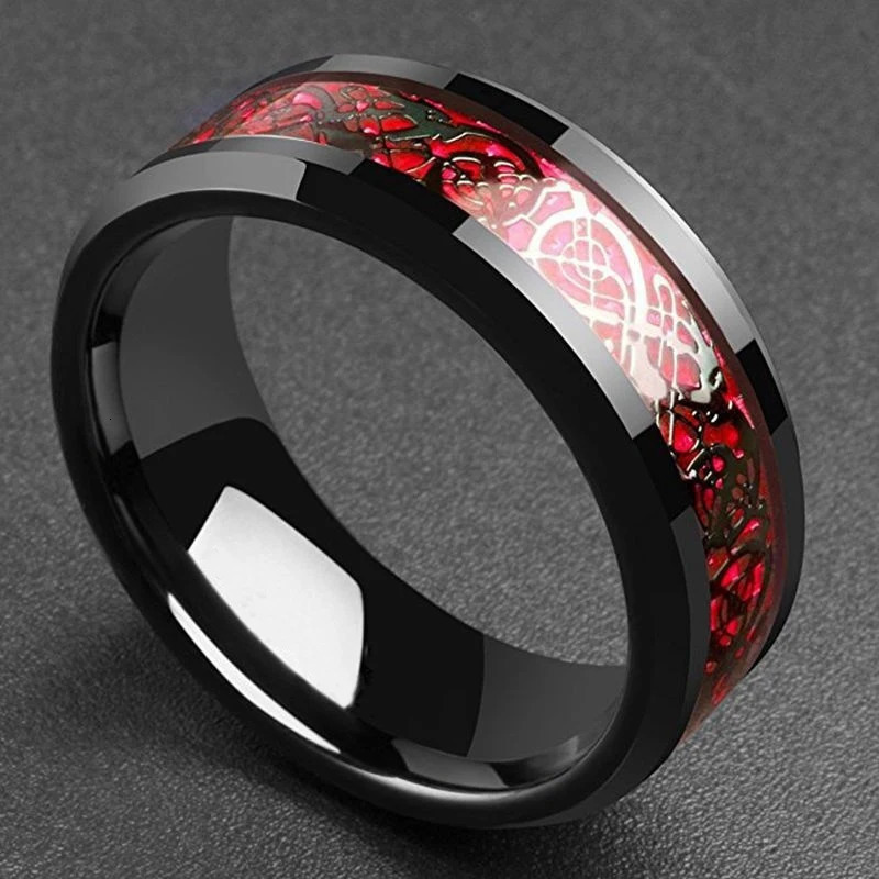 Carofeez Trendy Couple Rings Stainless Steel Men Ring Cute Bow WhiteRed Zircon Women Wedding Engagement Lover Gift 250704
