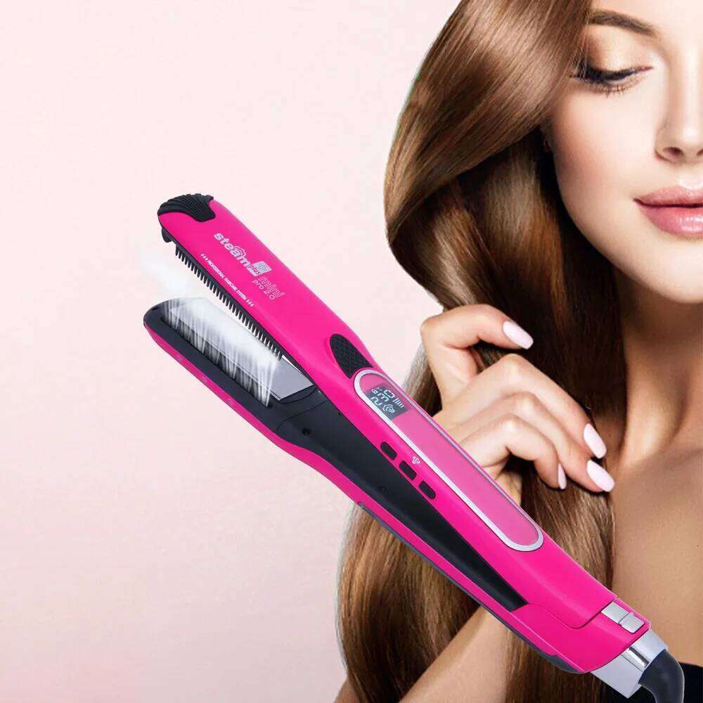 New Straightener Fast Heating Hot Hair Combs Titanium Curling Steam Flat Straightening Iron