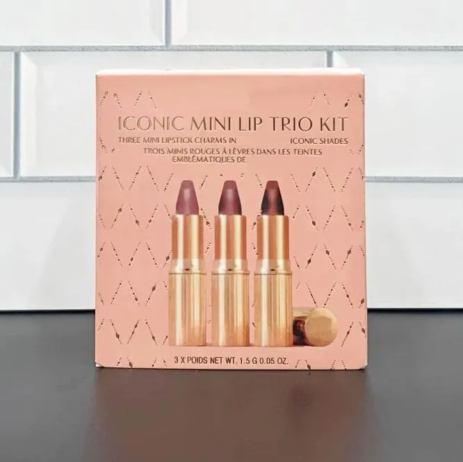 Makeup Lipstick Set 1.5g*3 ICONIC MINI LIP TRIO KIT THREE MINIS LIPSTICK CHARMS 3color Walk Of Shame Pilowtalk Supermodel Rouge Matte Lipsticks Lips C
