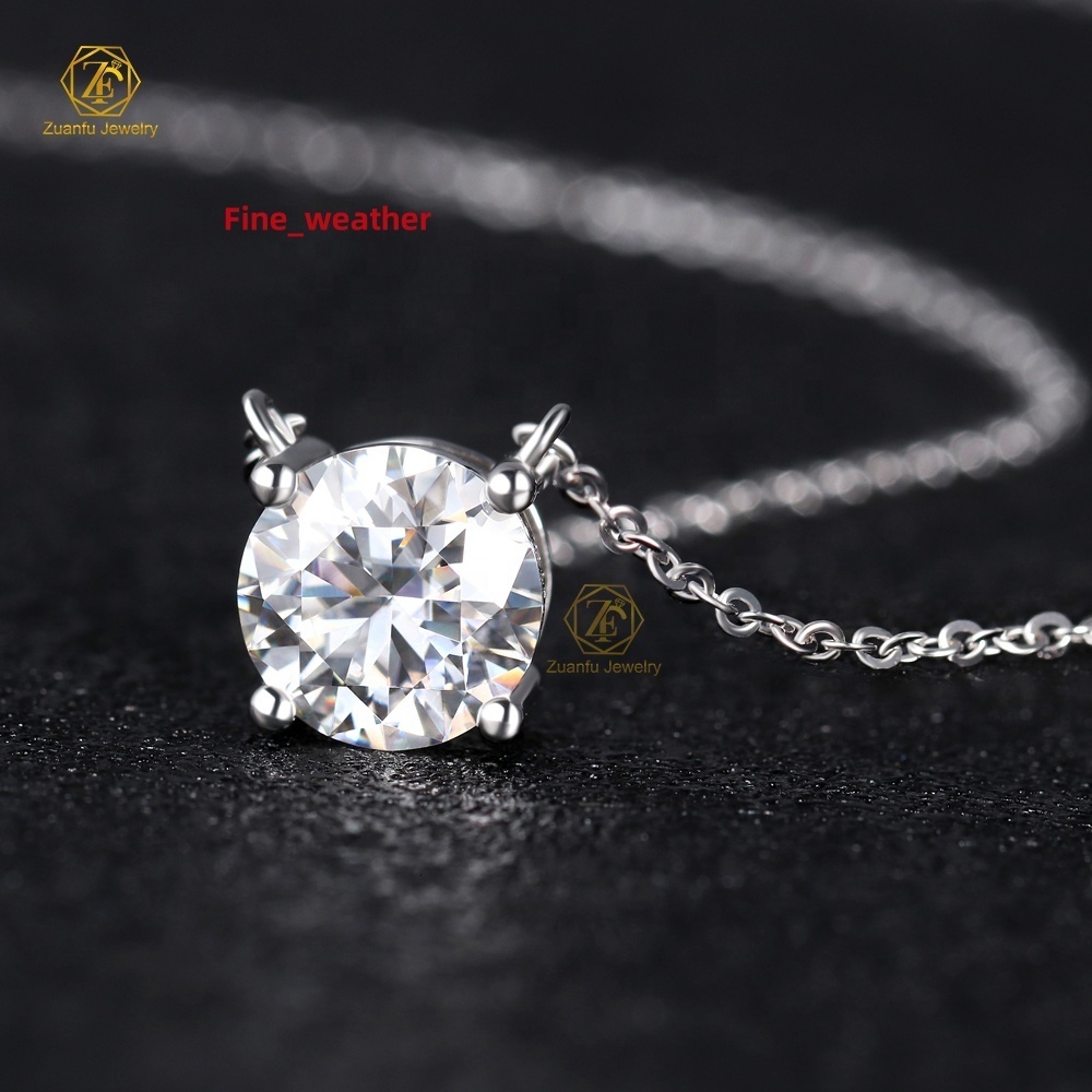 Simple Classic Real Diamond Jewelry 2carat D VS1 Round Shape Lab Grown Diamond 14k 18k Gold Solitaire Necklace