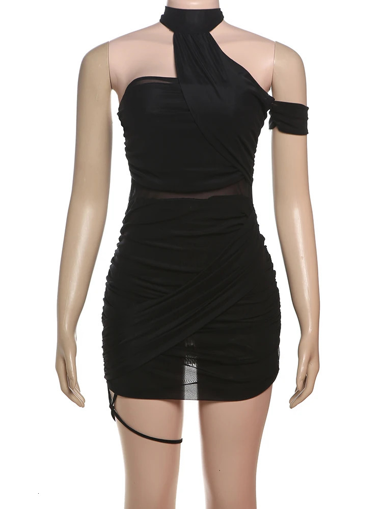 Weird Puss See Through Sexy Dress Women Y2K Cross Bandage Backless Halter Sleeveless Summer Trend Midnight Clubwear Mini Bodycon 250715