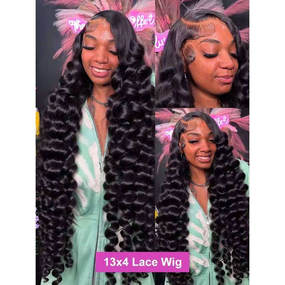 Curly 13X6 Hd Lace Frontal Wig Loose Deep Human Hair Brazilian 100% Preplucked 13X4 Water Wave Synthetic Front Wigs For Black Women