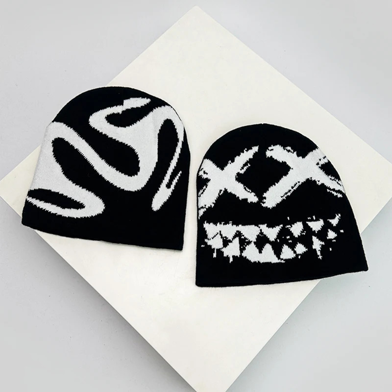 Hip Hop Letter Funny Wool Knitted Hats Warm American Style Autumn and Winter Beanies Versatile Street Fashion Personal Niche 250715