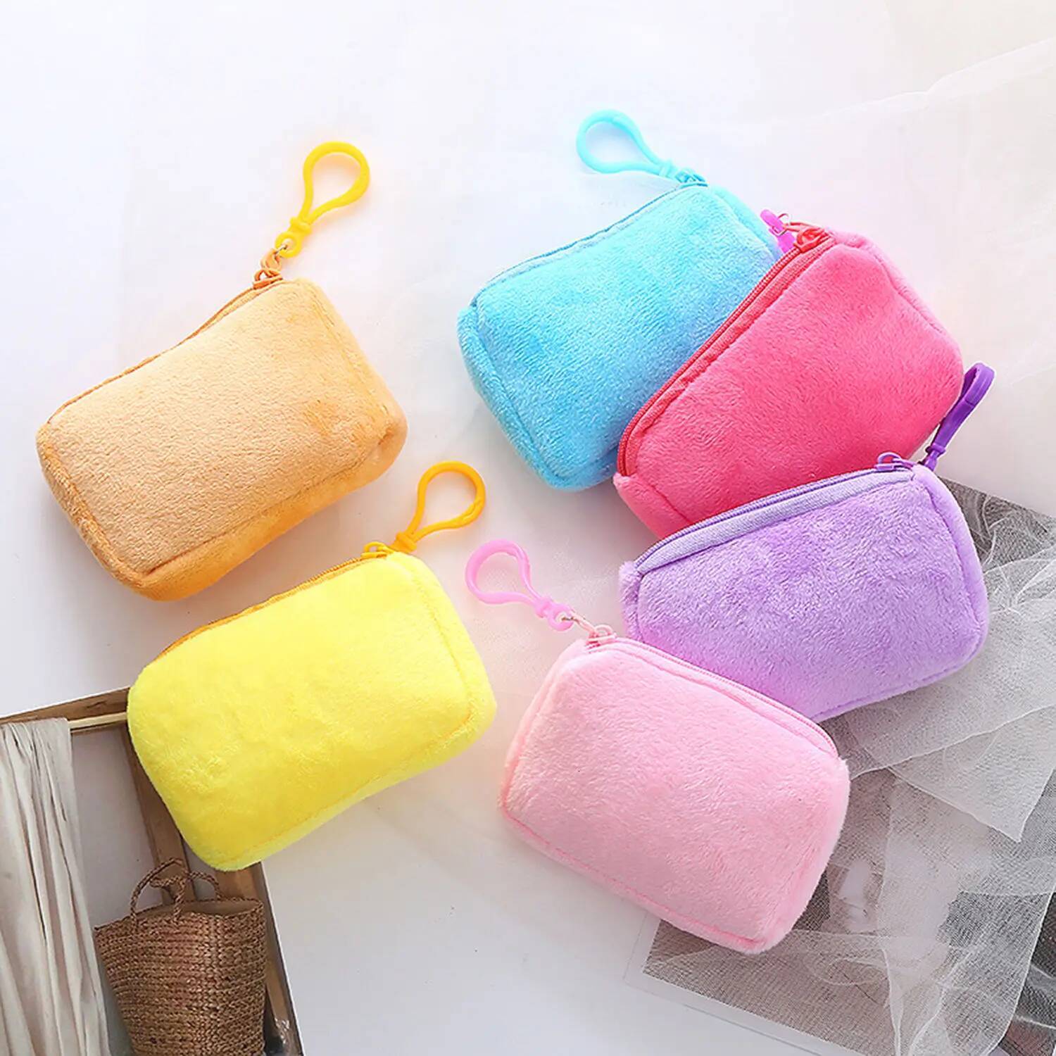 Pink Purple DIY Zipper Mini Key Bag Money Pocket Simple Coin Purse Wallet Kid Gift Pouch 11.5*8.5cm