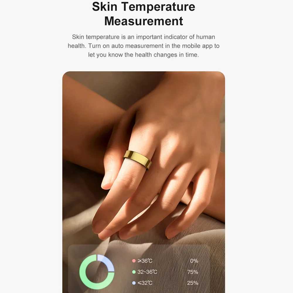 New R09 Smart Ring for Men and Women with Charging Case Skin Temperature Health Sleep Monitor 5ATM Waterproof Camera Control Rings Finger W250717