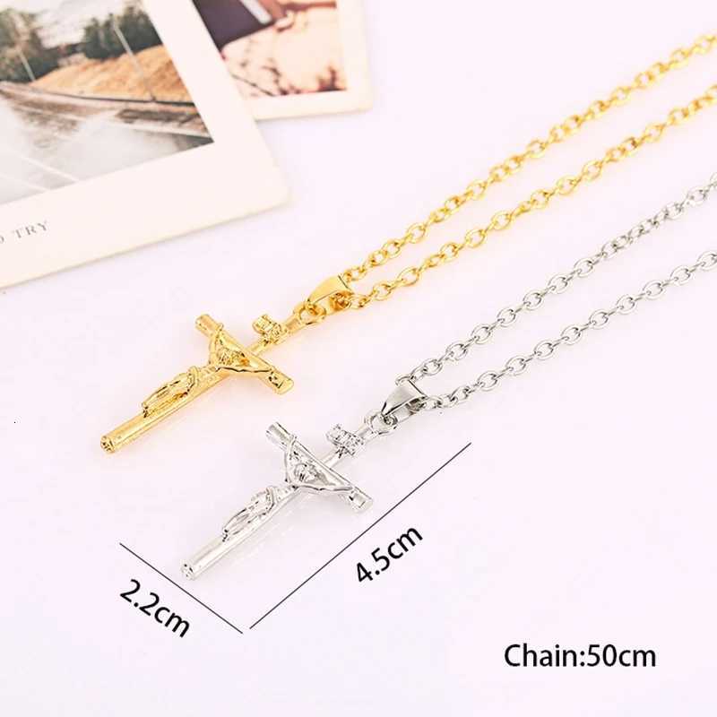 Fashion Gold Color Choker Jewelry Gift INRI Cross Necklaces Pendants Women Men Gifts XJ250717