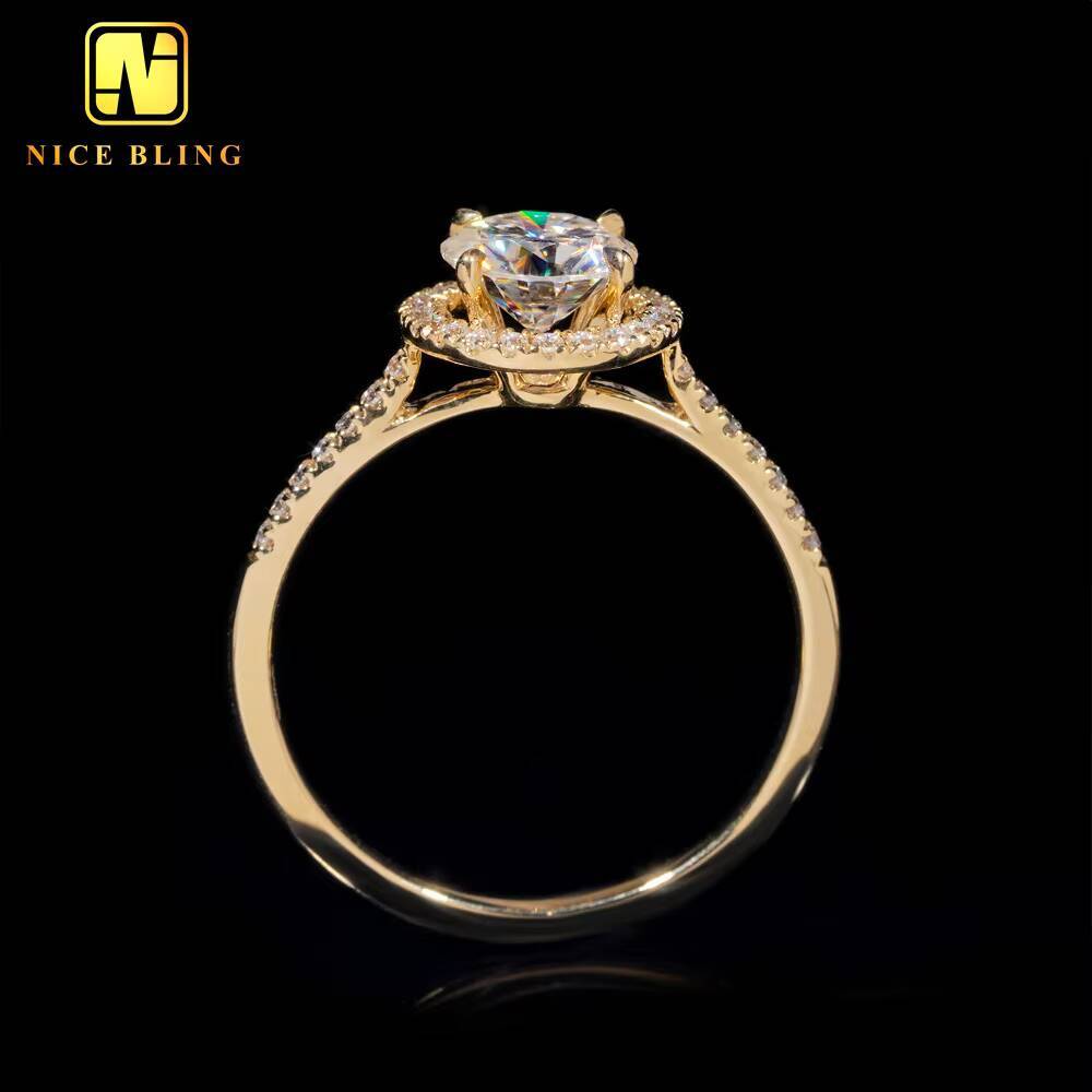 Pass Diamond Tester Diamond Wedding Ring Women Round Cut VVS Moissanite 10K Real Gold Engagement Rings for Women