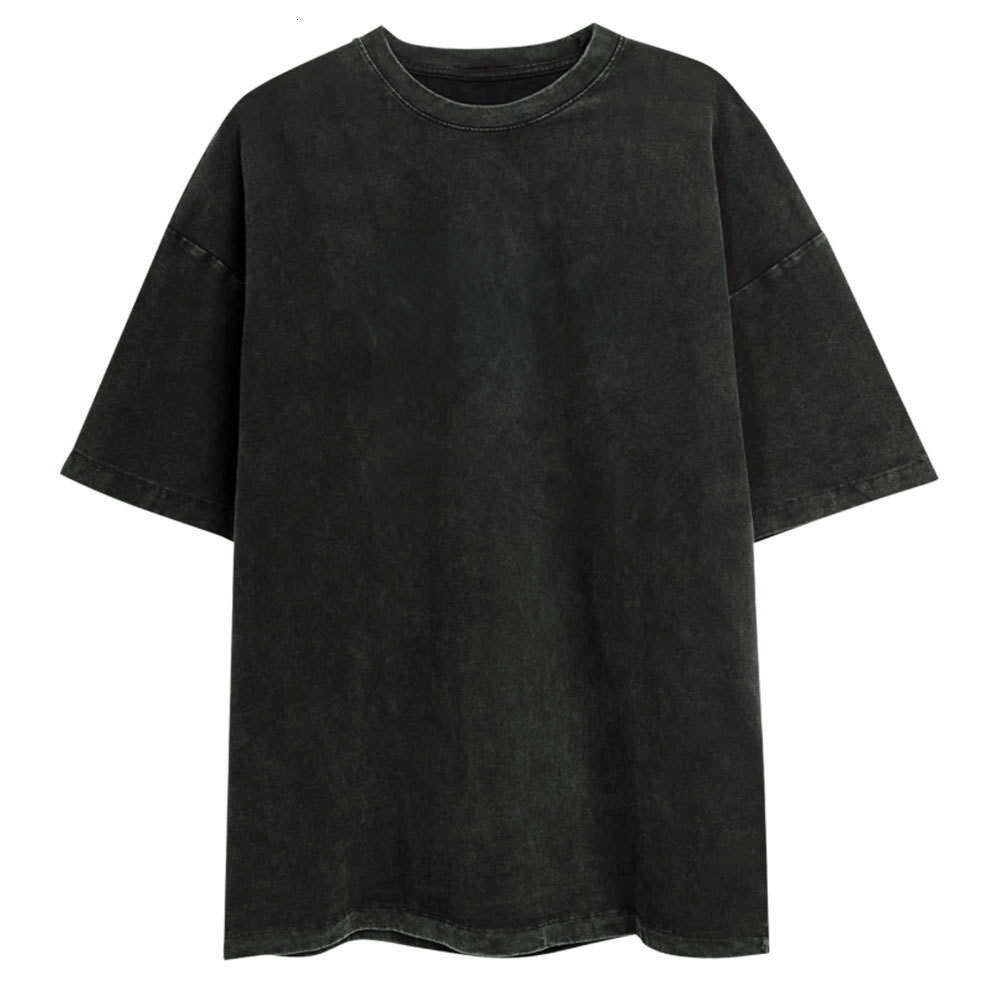 Vintage Summer Loose Fit Casual Crew Neck Washed Brushed Short Sleeve T-Shirt B5