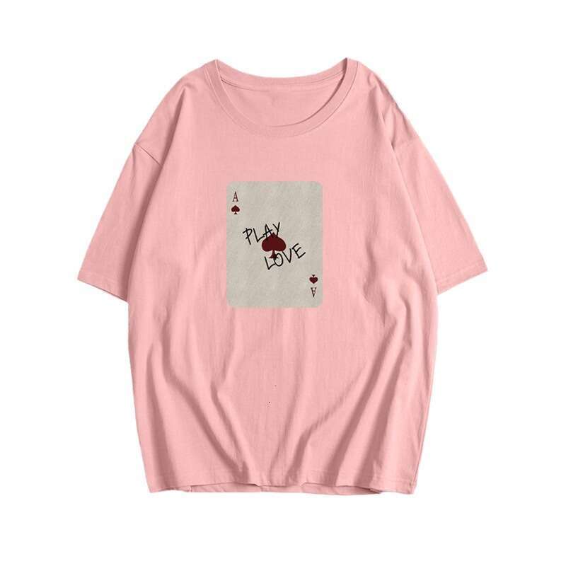 New Pure Cotton Short Sleeve Top Niche Print Round Neck T-Shirt Loose Soft Ins Style Women's Clothing B5