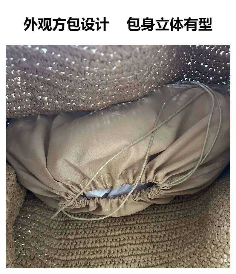 Simple shoulder grass woven bag, forest style casual versatile, large capacity beach bag