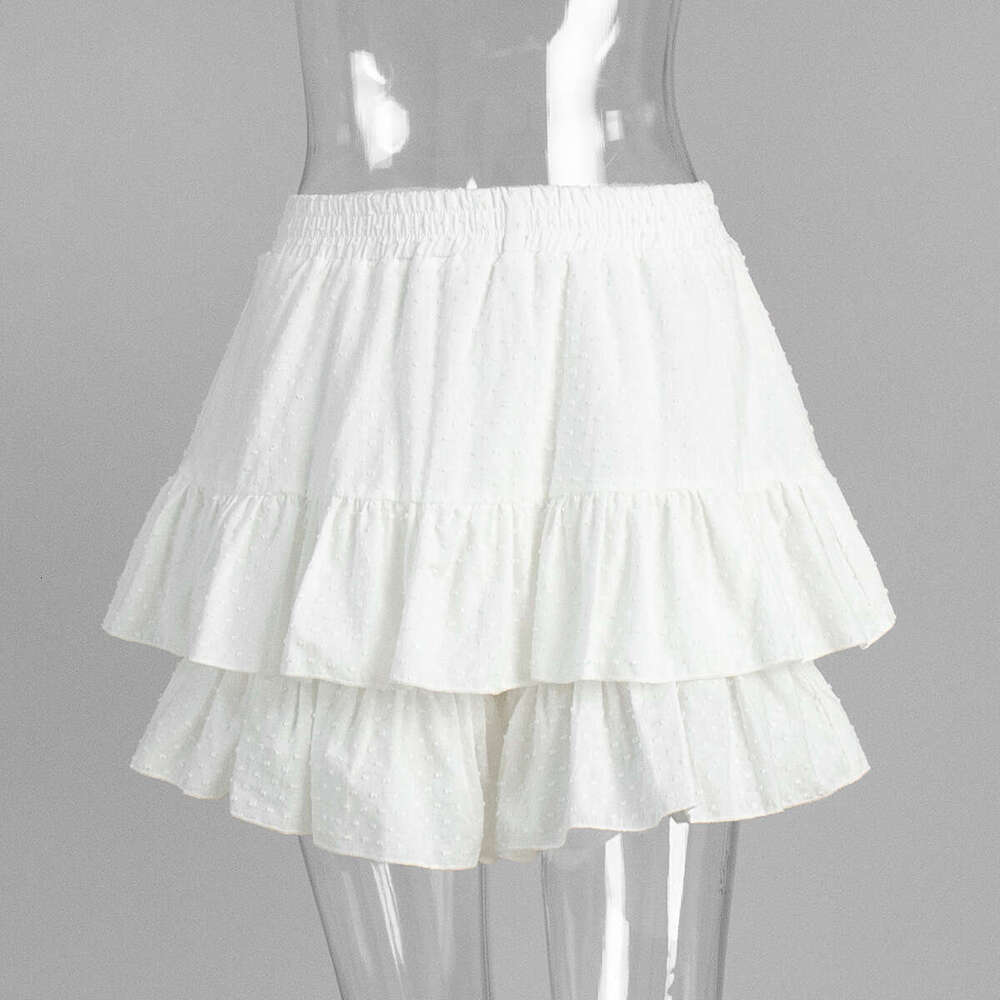 Ruffle Summer New Korean Style Polka Dot Solid Color High Waist Cotton Shorts Skirt B5