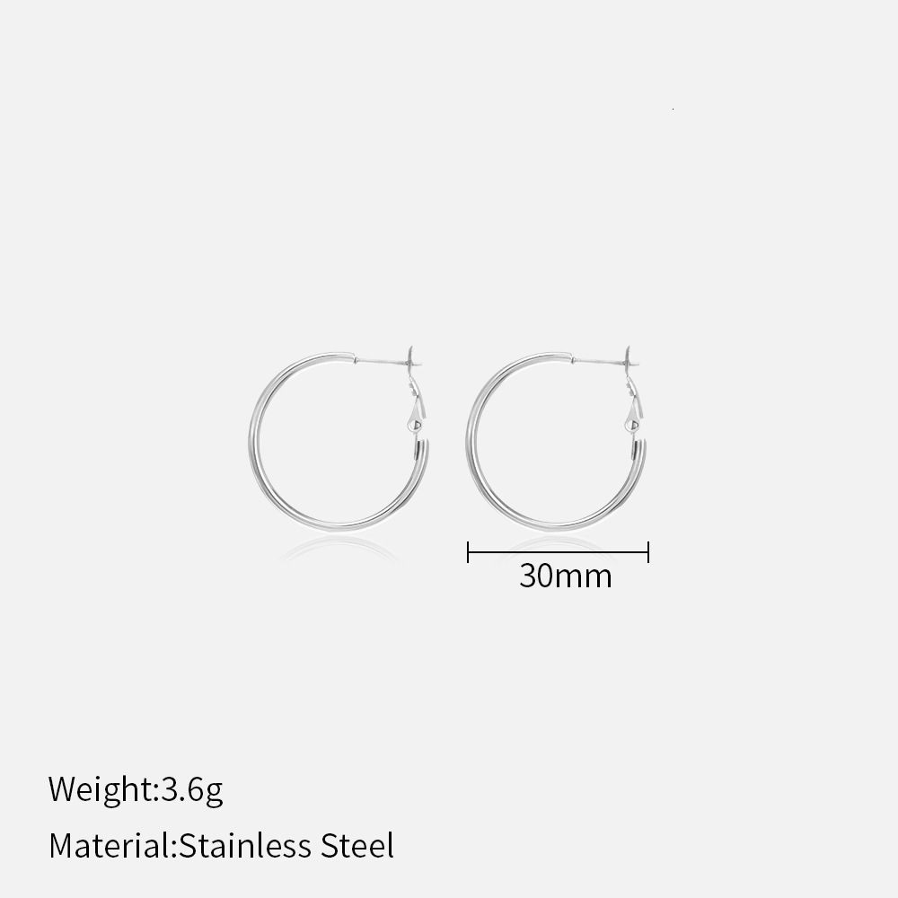 Internet celebrity minimalist and trendy 30/40/50/60mm stainless steel round earrings with personalized and fashionable 18K gold geometric earrings