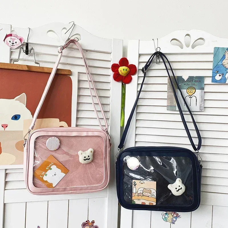 Pu Ita Bag Crossbody Women Sweet Lolita Bags Cute Transparent Pocket Japanese Style Shoulder Bag Purses and Handbags 250714