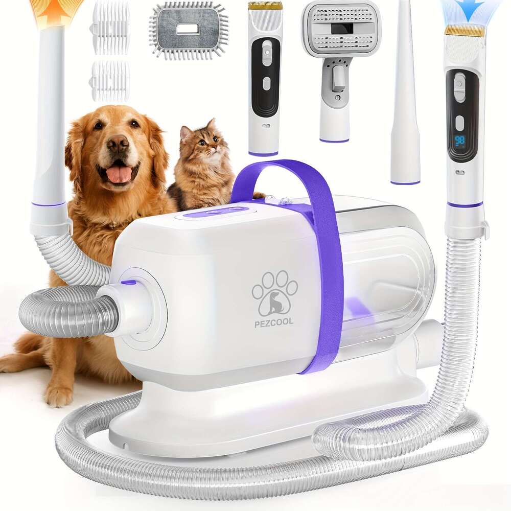 8-in-1 Removal And Grooming, 74.39 Oz Cup Cleaner Drying Function, Low Noise Vacuum Cleaner, Upgraded Powerful Dog Grooming Kit With 6 Tools, Suitable