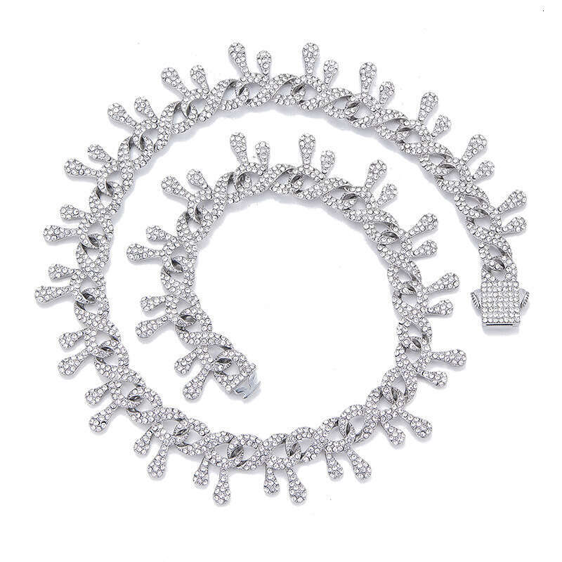 High-end Full Dia Cuban Chain Hip-hop Irregular Alloy Men and Women Trendy Necklace