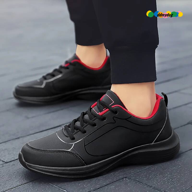 2025 New Lightweight Men Casual Leather Sneakers Non-slip Breathable Male Outdoor Running Lace Up Soft Sport Shoes ddmydog