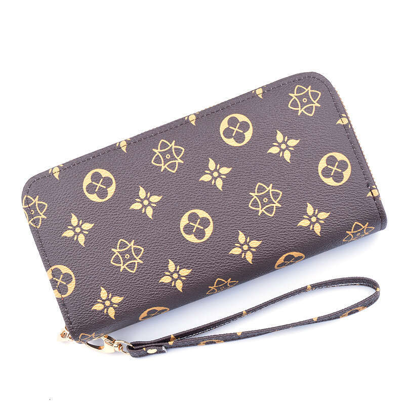 New Women's Long Zipper Clutch Fashion Printed Large Capacity Double Layer Wallet Pochette Bag