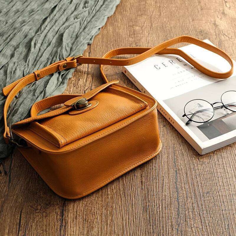 Top Layer Vegetable Tanned Cow Messenger Bags Soft Leather Casual All-In-One Mobile Phone Shoulder Bag