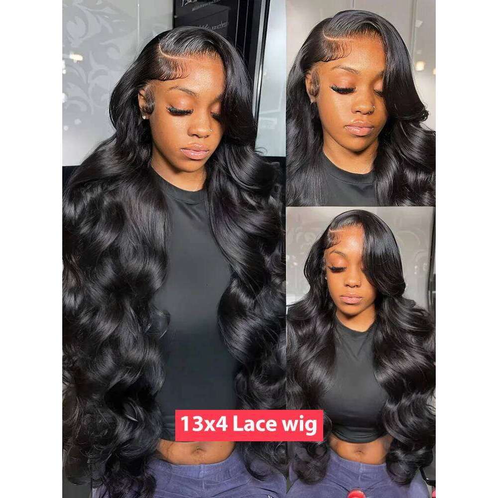 100% Human Hair 13X6 Synthetic Body Wave Frontal Wig HD 30 40 Inch 13X4 Lace Front Wigs Water Loose Waves Black Brazilian Pre Plucked