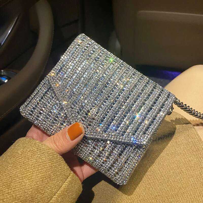 JIOMAY Mini Designe for Women Purses and Handbags Bling Rhinestone Clutch Shoulder Bags Girls Chain Crossbody Bag Wholesale