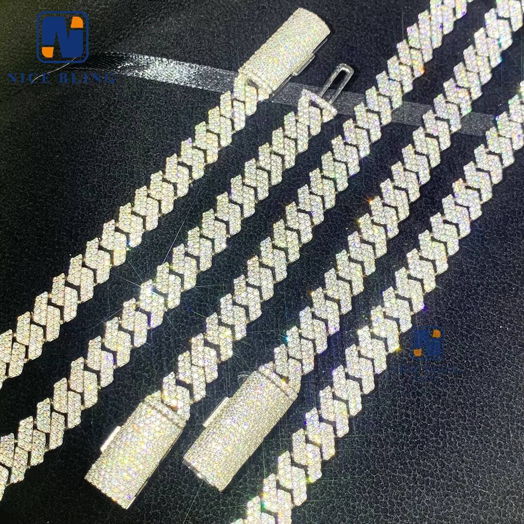 8mm 10mm Hip Hop Necklace Fashion Style S925 Vvs Moissanite Iced Out Jewelry Moissanite Diamond Cuban Link Chain