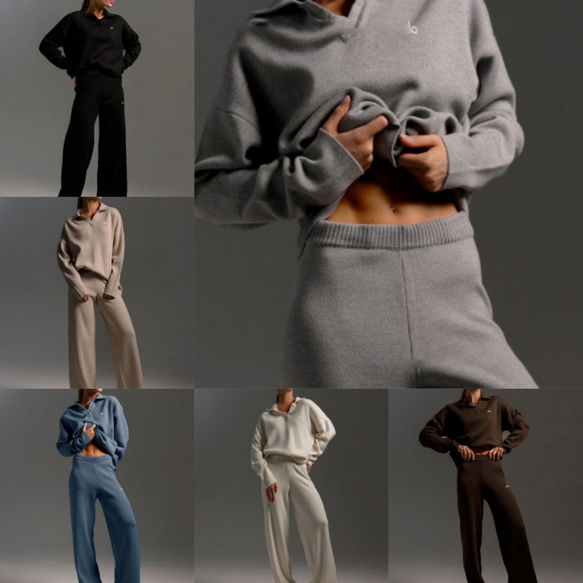 Women sweater Yoga wear two-piece Autumn and winter cotton jumper knit set fashion casual leggings turtleneck knit jumper wide legs women's long trousers